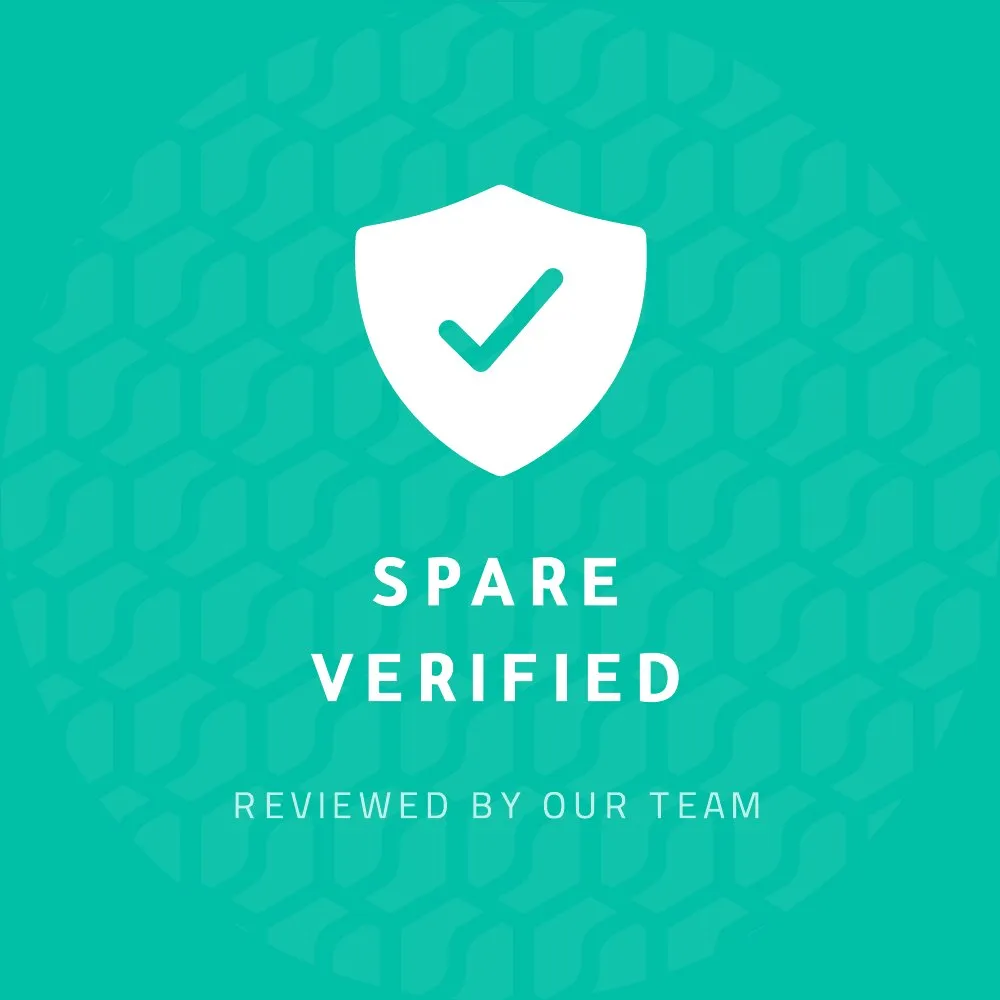 Spare Verified sticker with a shield and tick, reviewed by our team